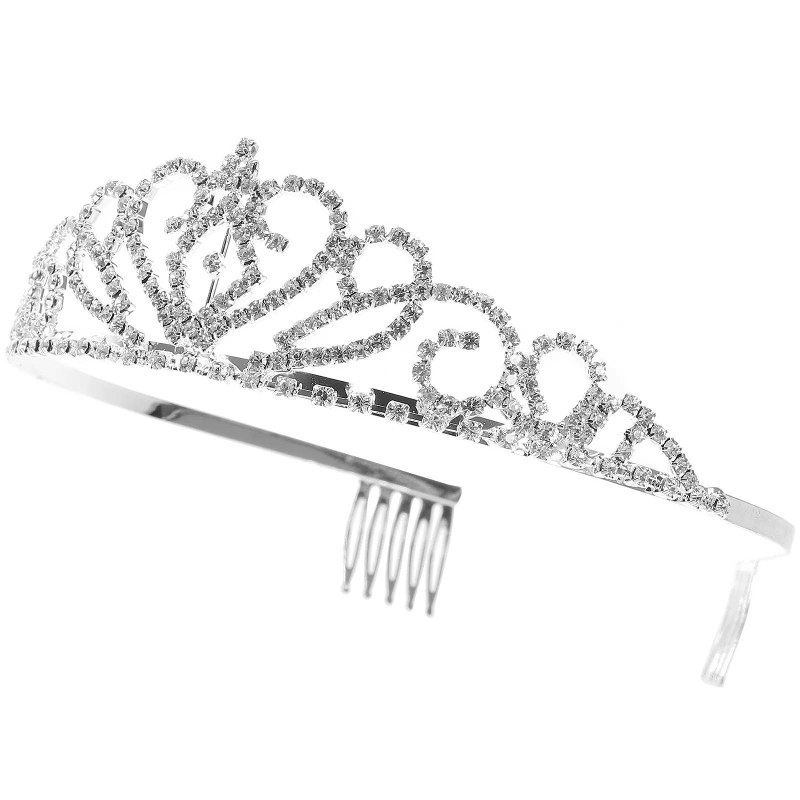

Blue Rhinestone Crown Wedding Bridal Crown for Ladies Birthday Party Performance Decoration Silver Base