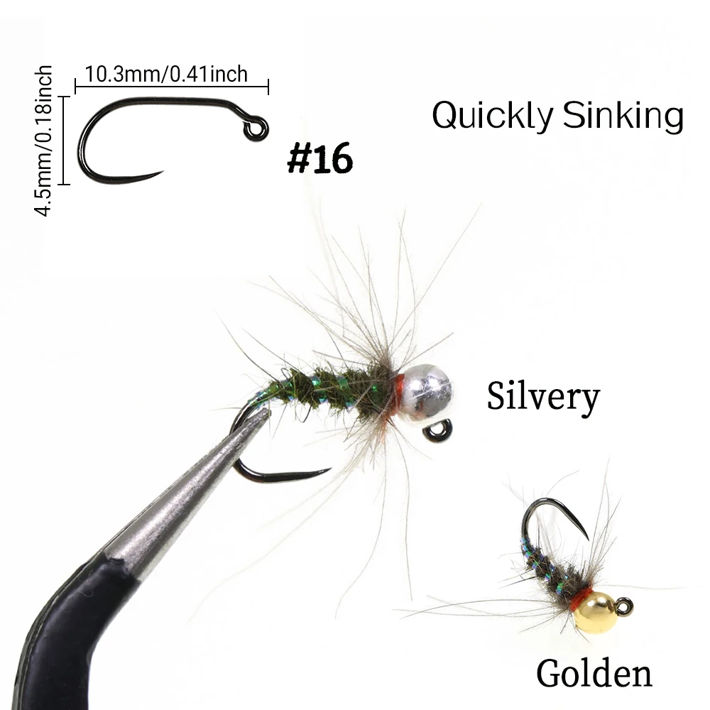 رأس خرز من التنجستين من Hustler Nymph Fly للغرق السريع، ريشة CDC، ضلع للأشعة فوق البنفسجية، لصيد سمك السلمون المرقط، مقاس الخطاف 16 #3