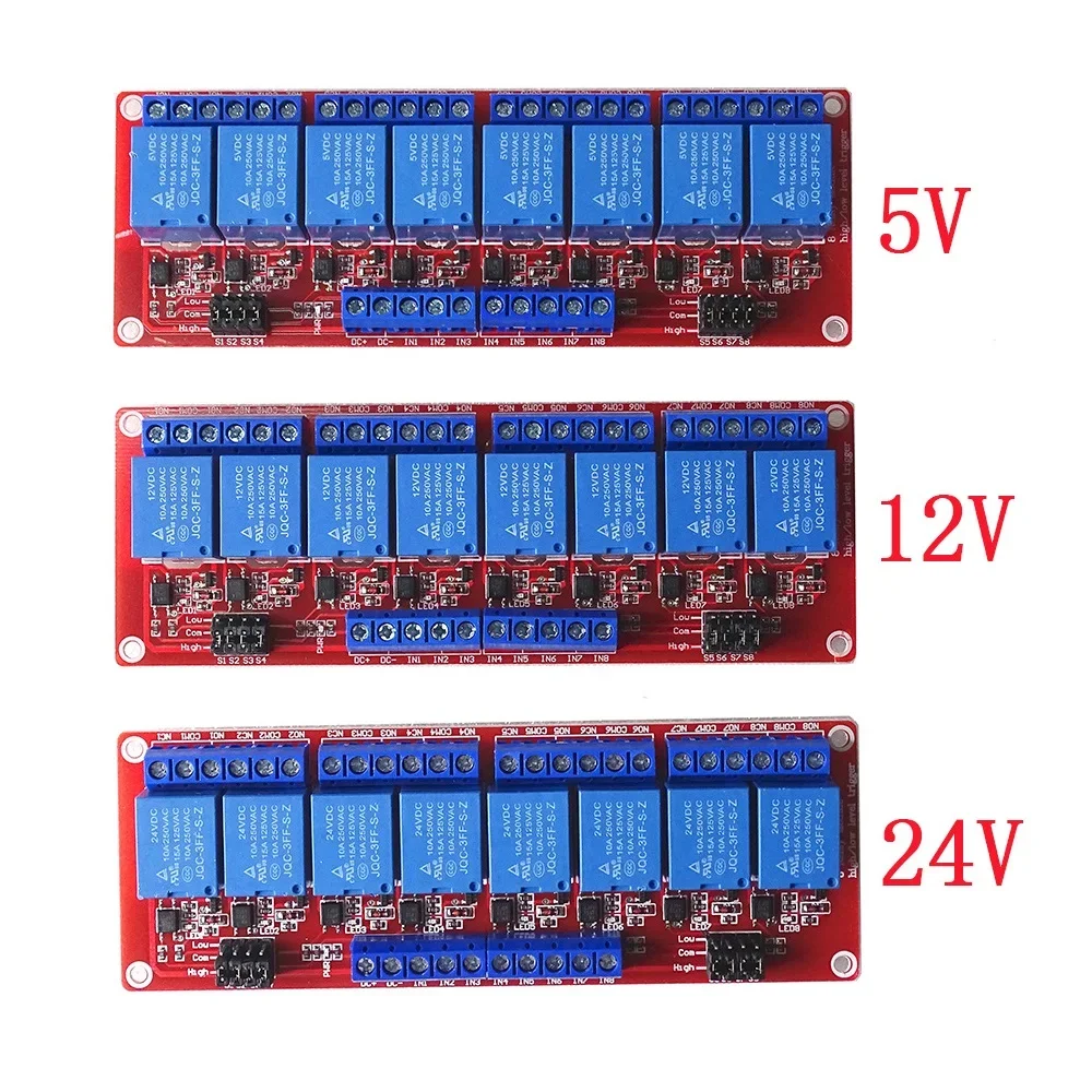 1 2 4 6 8 Channel 5V 12V 24V Relay Module Board Shield with Optocoupler Support High and Low Level Trigger for Arduino