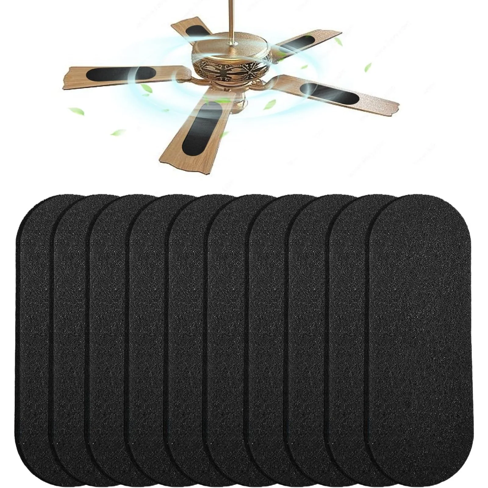 Deckenventilator-Filter für Rotorblätter 10 Stück Aktivkohle-Luftfilter Einfach Anzubringender Deckenventilator-Blattfilter für Zuhause und Büro