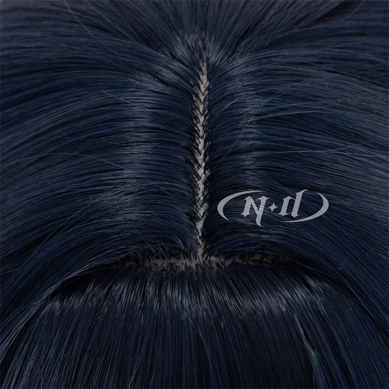 ND Hoshino Ichika شعر مستعار تأثيري مشروع SEKAI تأثيري طويل الأزرق الداكن والأسود خصلات الشعر المستعار للعبة كوميك كون كوزر الطرف الاصطناعية