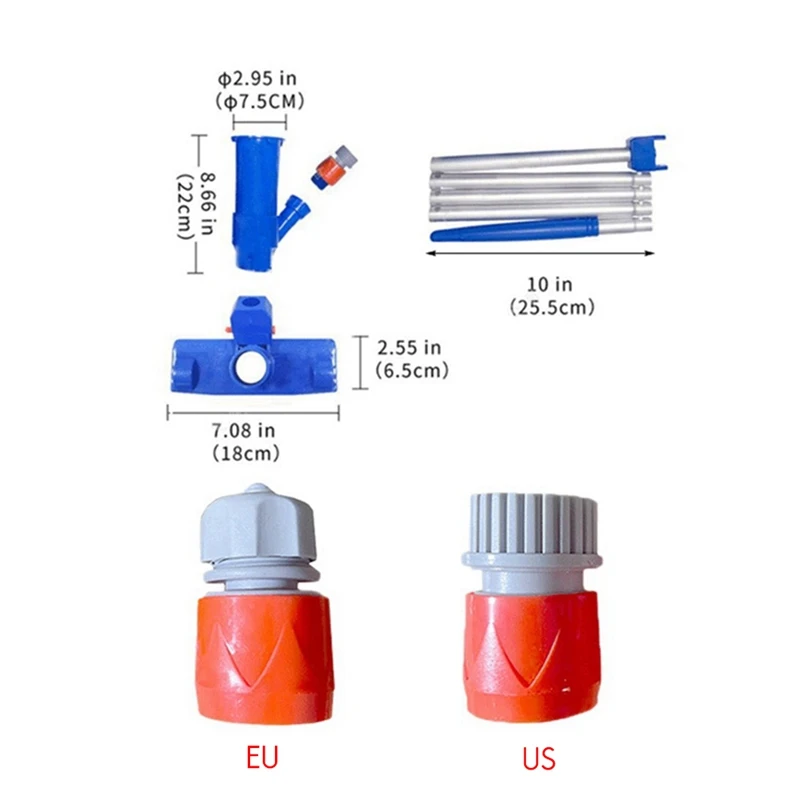 Kit di strumenti per la pulizia dell'aspirapolvere per piscina spazzola per fontana per laghetto spazzola per vuoto portatile per il nuoto