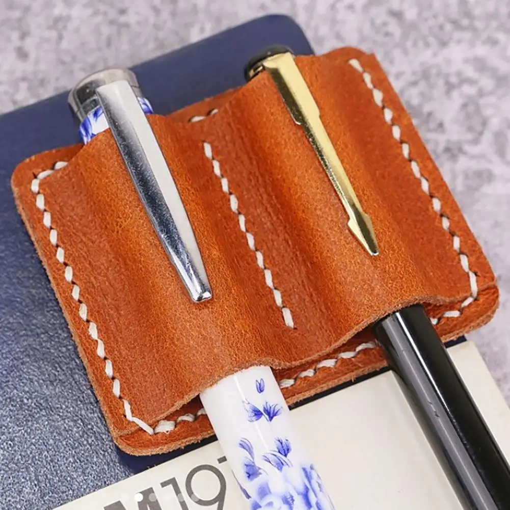Clip de almacenamiento de bolígrafos hecho a mano, portalápices de piel sintética, Clip de libro de doble bucle, organizador elegante, almacenamiento práctico, bucle para bolígrafo para cuaderno