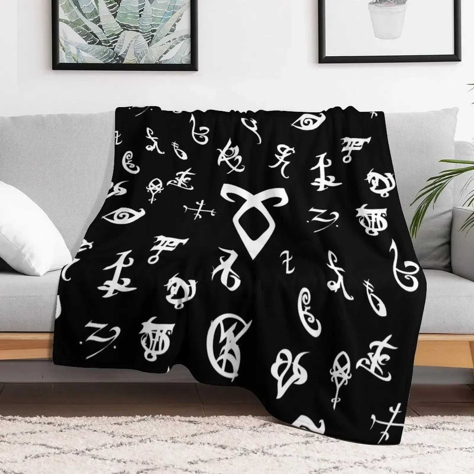 Runes Throw Blanket Soft Plush Plaid Cute Flannel Sofa Blankets