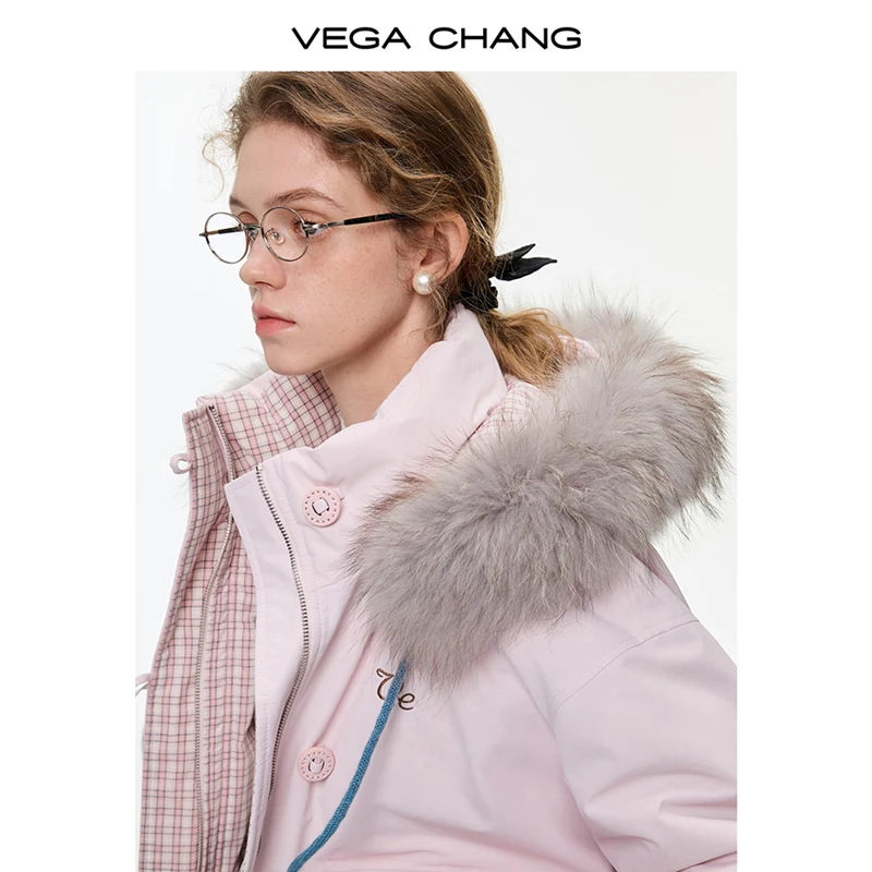 ベガ・チャン 新冬スタイル 90% 快適ベルベット フォックスファー襟付き 暖かいレディースダウンコットンジャケット