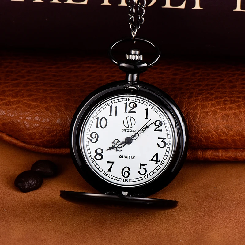 Digital scale white pocket watch large clamshell lettering BROTHER hanging watch black quartz alloy pocket watch