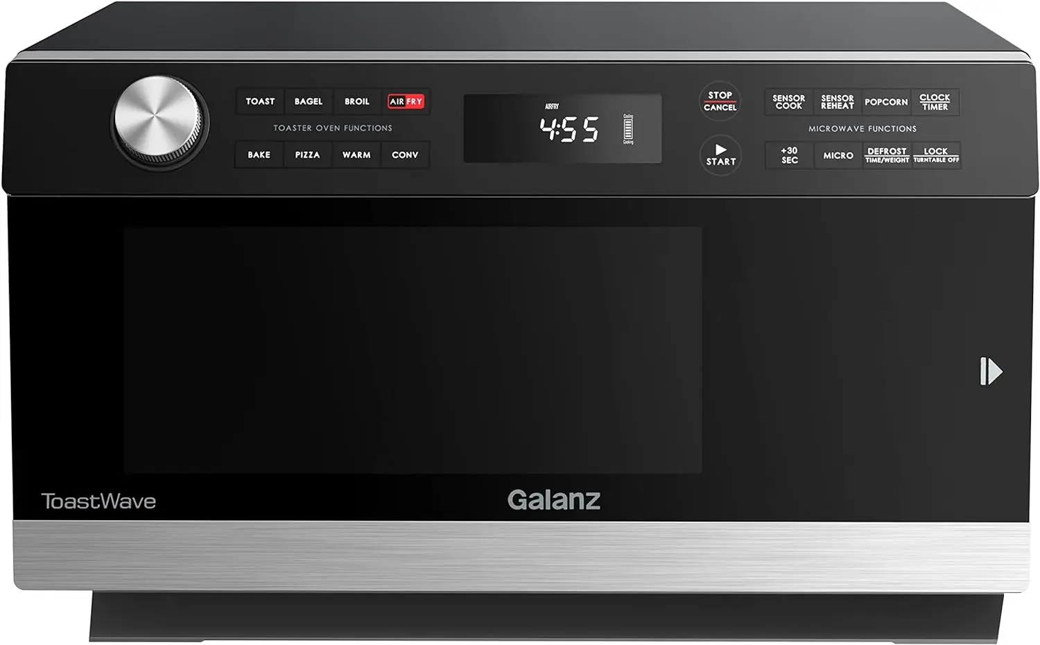 

GTWHG12S1SA10 4-in-1 ToastWave with TotalFry 360, Convection, Microwave, Toaster Oven, Air Fryer, 1000W,1.2 Cu.Ft, LCD Di