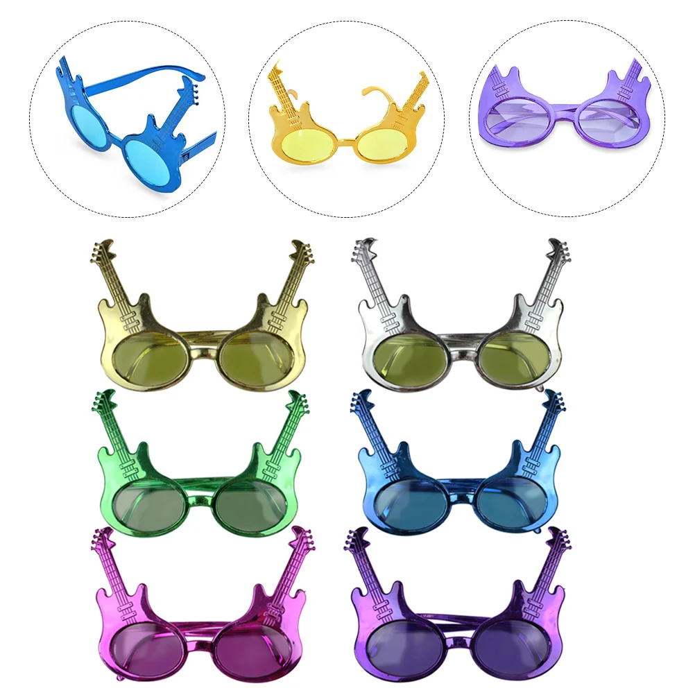 6 Pcs Guitar Glasses Party Eyeglasses Funny Ornaments Unique Style Plastic Lightweight Beach