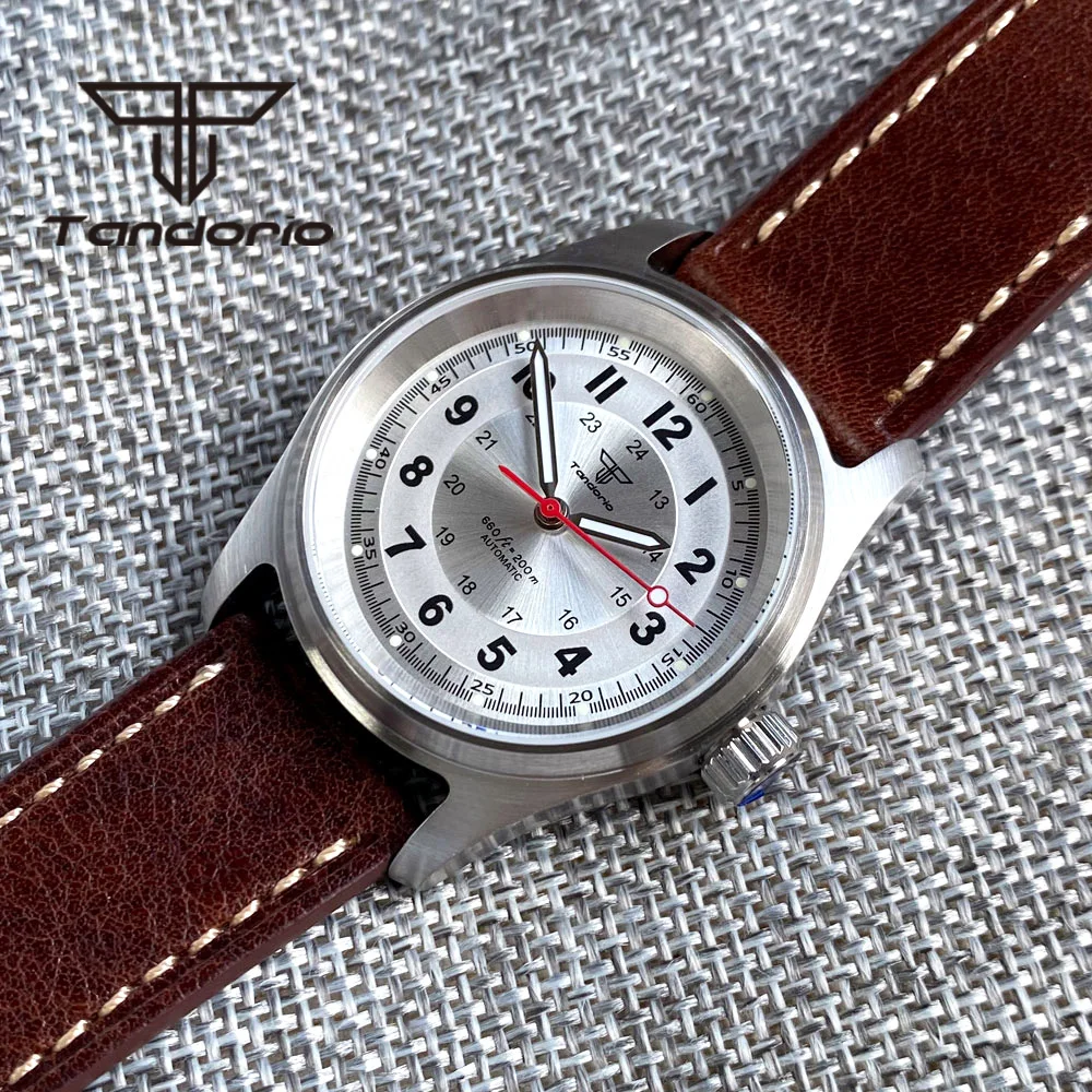 Tandorio 36 mm modische 20BAR automatische Tauchfliegeruhr für Herren und Damen NH35/PT5000/Miyota8215 Movt Saphir-Armbanduhr, grüne Lume – Detail 13