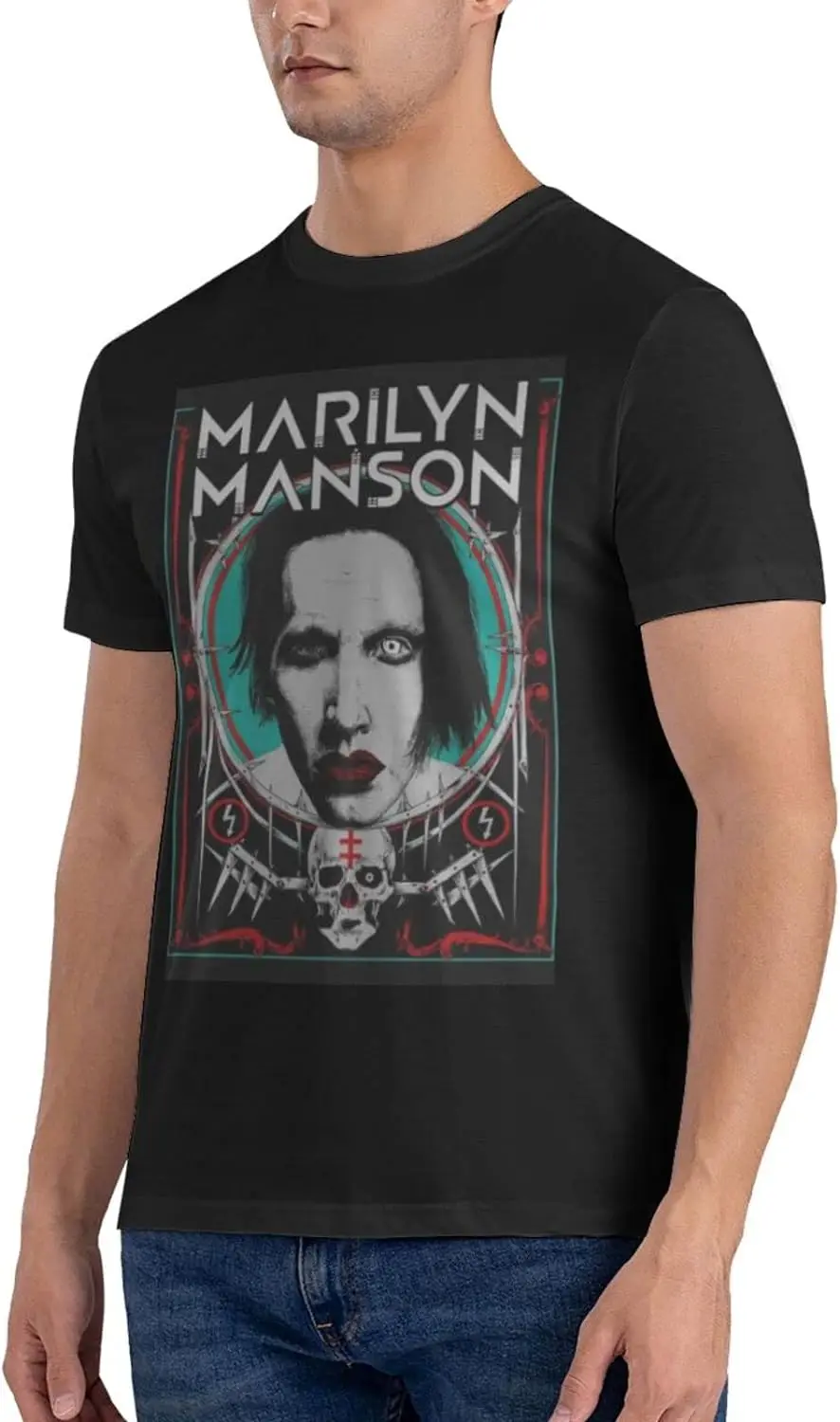 Marilyn Music and Manson Men's Classic Unisex Cotton T-Shirt for Men & Women, Classic Tee Black