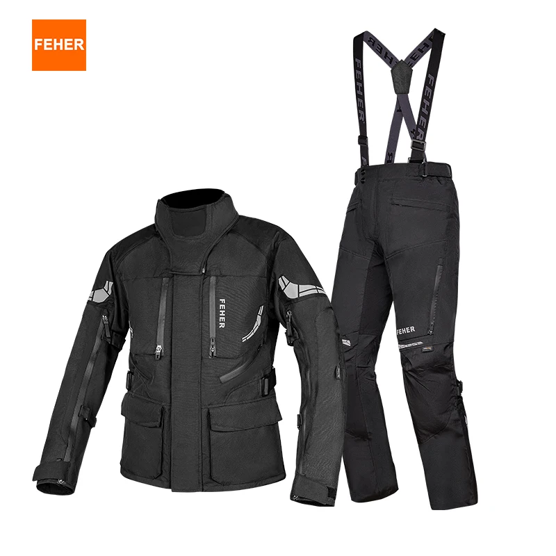 

Мотоциклетная куртка FEHER, мужские водонепроницаемые и ветрозащитные костюмы для ралли на четыре сезона, трехслойные, подходят для езды на большие расстояния