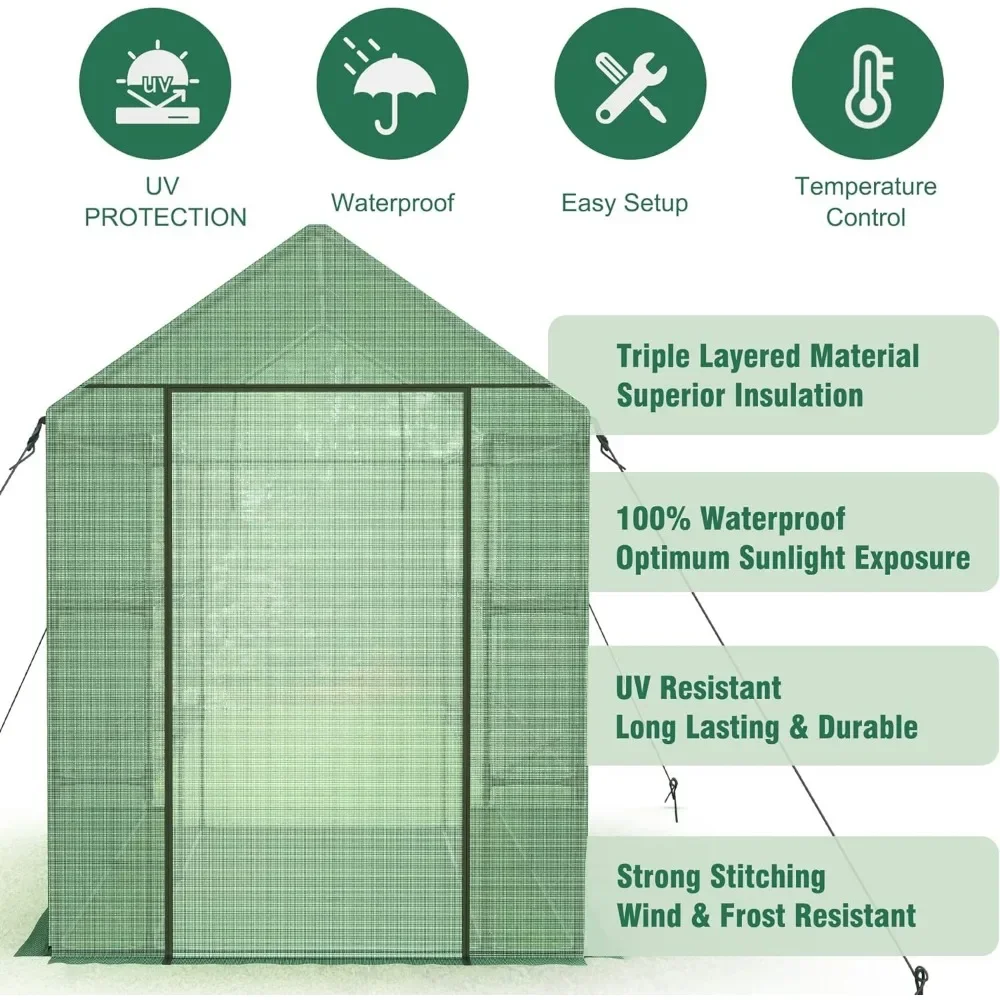 Outdoor Green House Kits to Build for Outside Winter, 97 x 56 x 77 Inch Walk in Greenhouses with Shelves, Portable Greenhouse