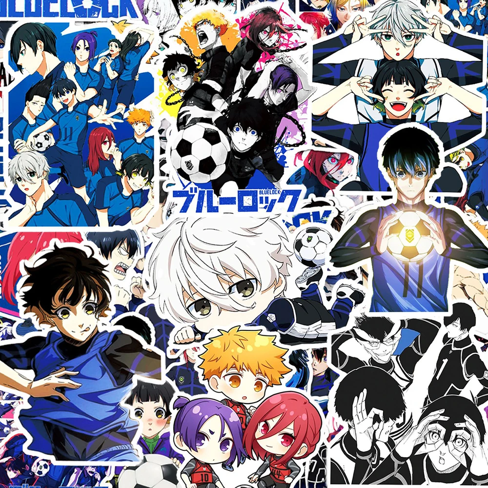 10/30/50 pçs anime japonês azul bloqueio adesivos isagi yoichi itoshi sae decalques dos desenhos animados diy portátil guitarra telefone bicicleta mangá adesivo