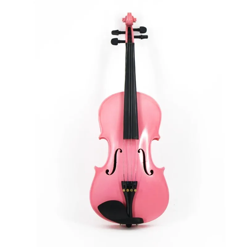 

Handmade violin, solid wood, bright light, student practice violin, pink.