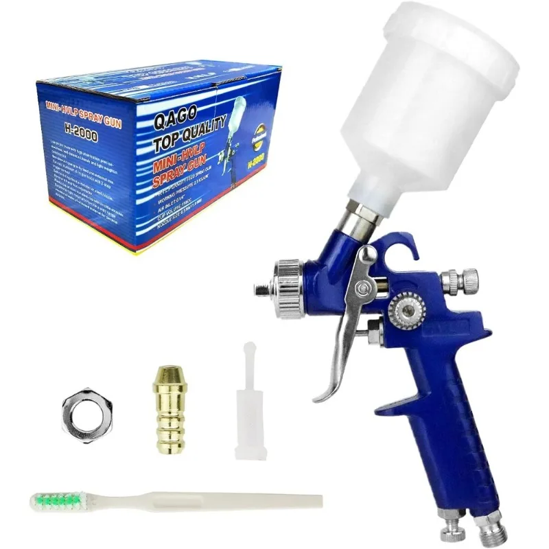1.0mm HVLP Gravity Feed Spray Gun 125ml Cup, Mini Airbrush for Auto Touch-Up, Furniture & Wall Painting, Wrench & Manual