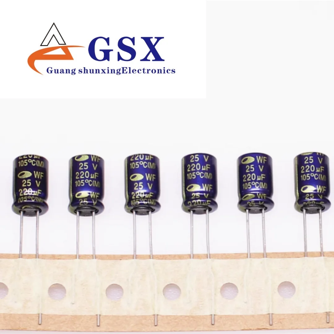 

South Korea Sanhe WF Blue Gold Imported Aluminum Electrolytic Capacitor 25v220uf 8 * 11.5 High Frequency Long Life