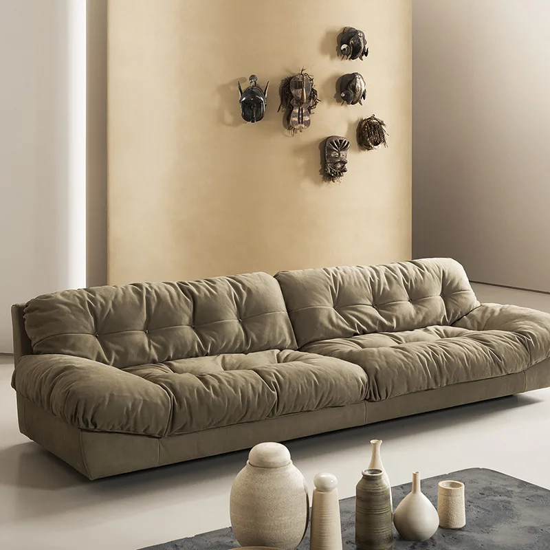 Divano Cloud color crema piccolo appartamento soggiorno divano retrò in tessuto a fila dritta