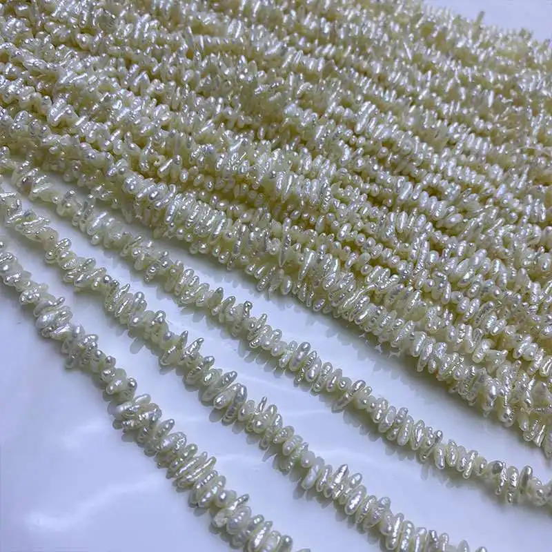 16 inches 3-4mm Natural White Seed Keshi Pearls Loose Strand