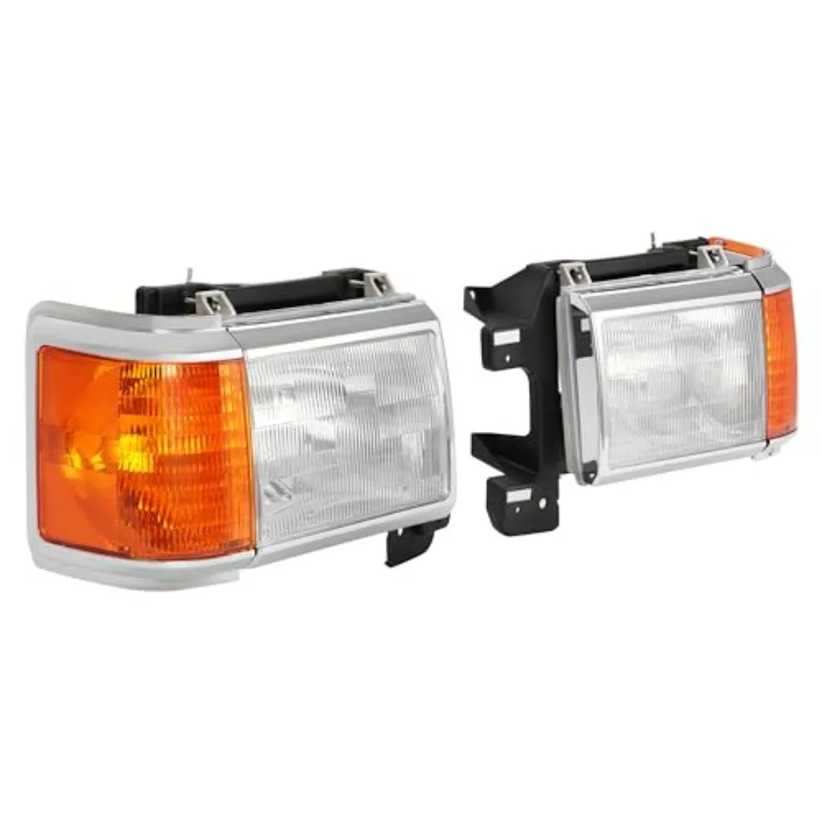 زوج المصباح متوافق مع 1987-1991 فورد برونكو F150 F250 F350 F450 استبدال شاحنة للمصابيح الأمامية E9TZ13008C E9TZ13008D Cl