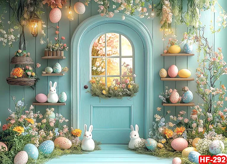 Primavera páscoa fotografia cenários jardim floral grama coelho ovos fundo coelho foto banner tapeçaria cabine adereços