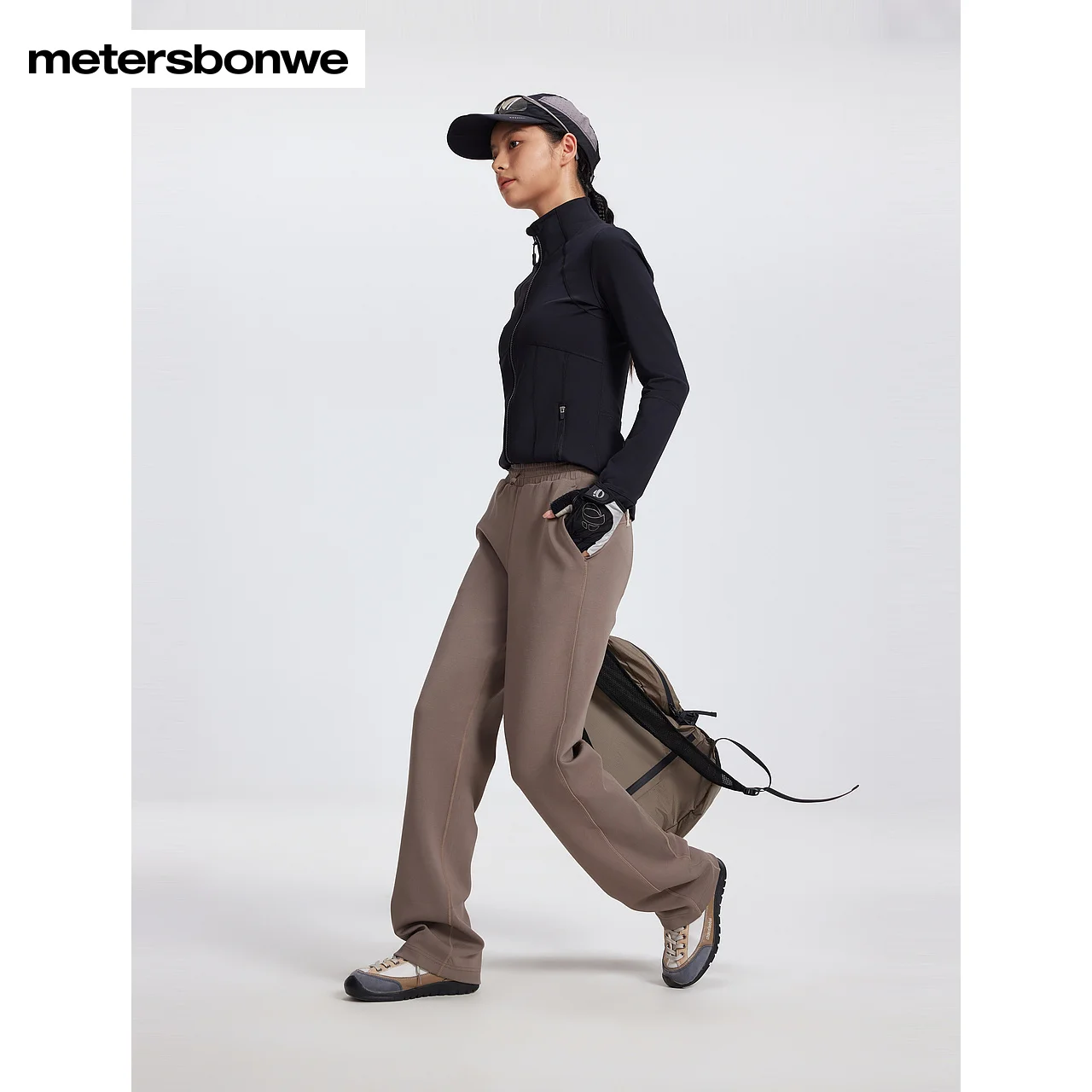 Metersbonwe Women\'s Fitted Straight Leg Knitted Pants Elastic Waistband And Adjustable Pork Nose Trousers Simple High-End  Fall