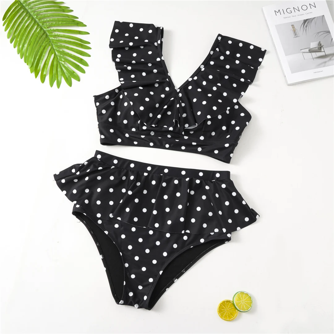 0XL - 4XL Polka Dots Bikini, große Größen, Badebekleidung, Plus-Size-Badeanzug für Damen, zweiteiliges Bikini-Set, Badeanzug, V3745 – Detail 13