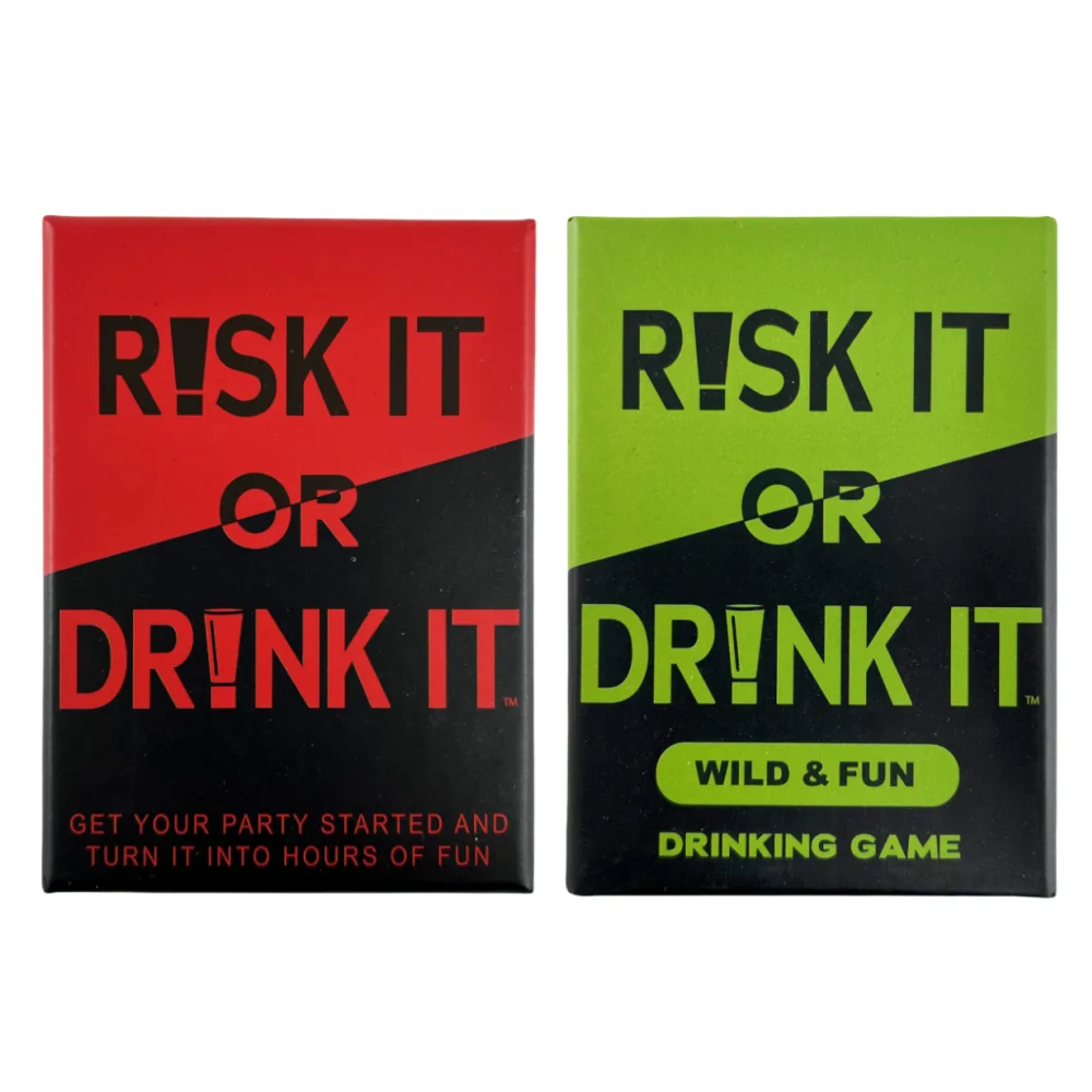 2 Styles Risk It Or Drink It Fun Party Game For College Drinking Game Pregame Night Hilarious Dares Challenges Questions Adult