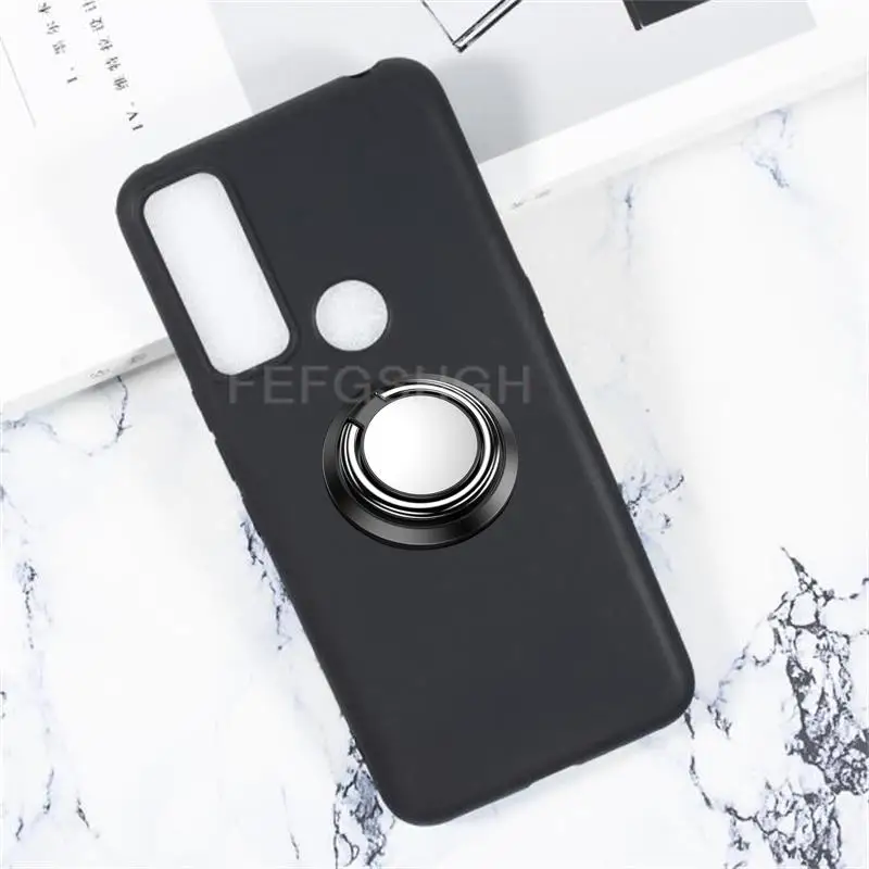 For TCL 20 R 30 XE AX Bremen 5G 2021 Back Ring Holder Bracket TPU Soft Silicone Phone protect Case Anti falling shell