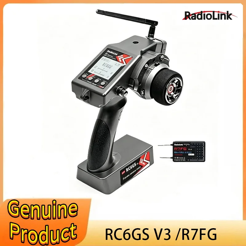 RadioLink RC6GS V3 2.4G 6CH Rc Car Controller Transmitter w/ R7FG Gyro Inside Receiver for RC Car Boat (600m Distance)
