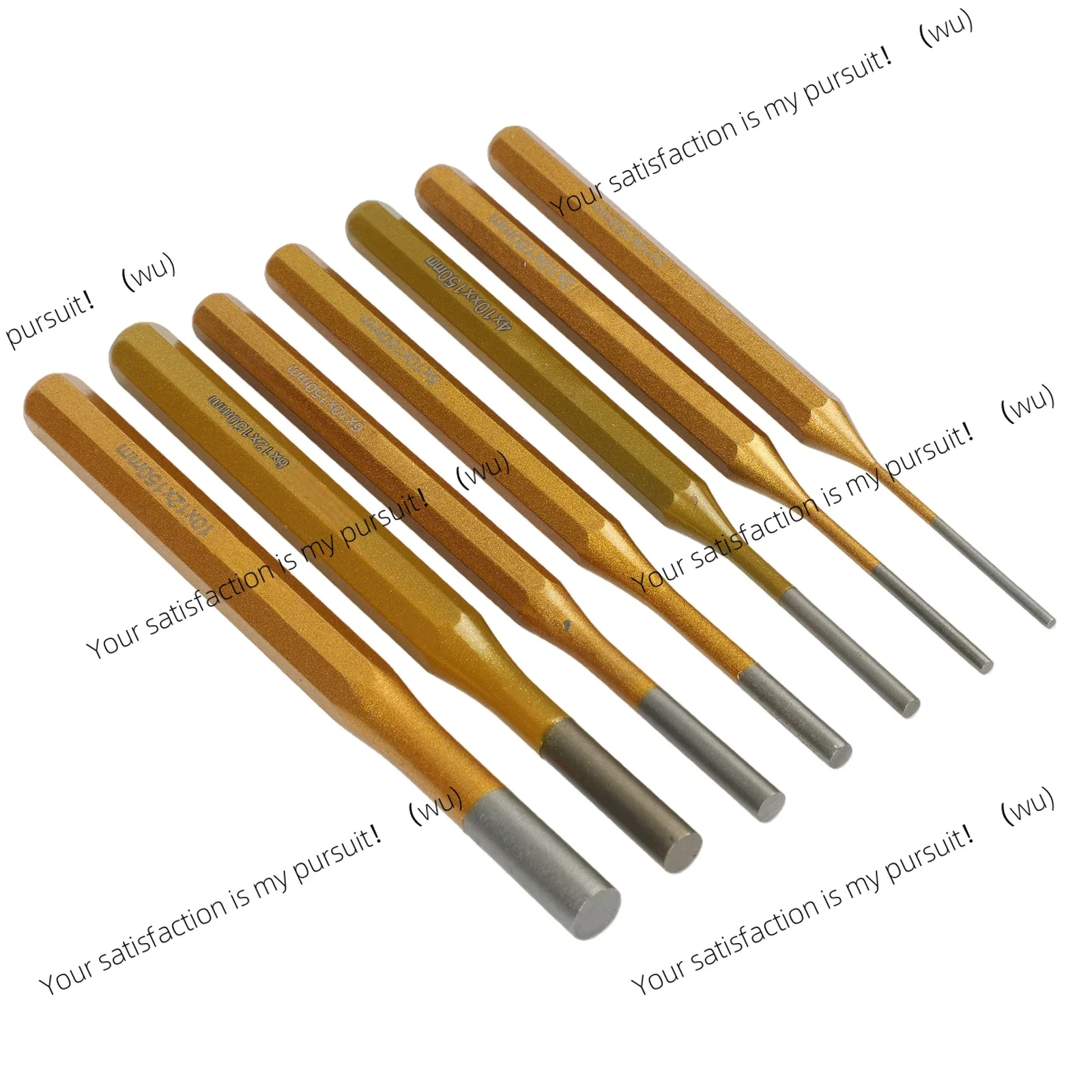 7PCS Heavy Duty Roll Pin Punch Set 210mm Alloy Steel for Watch Repair and Workshop Maintenance with Cone and Chisel Design