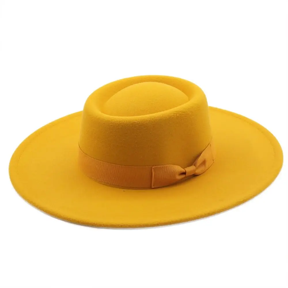 Church Derby Hat Retro Bow Ladies Cap Fedora Wide Brim Derby Hat Women Bowler Hat