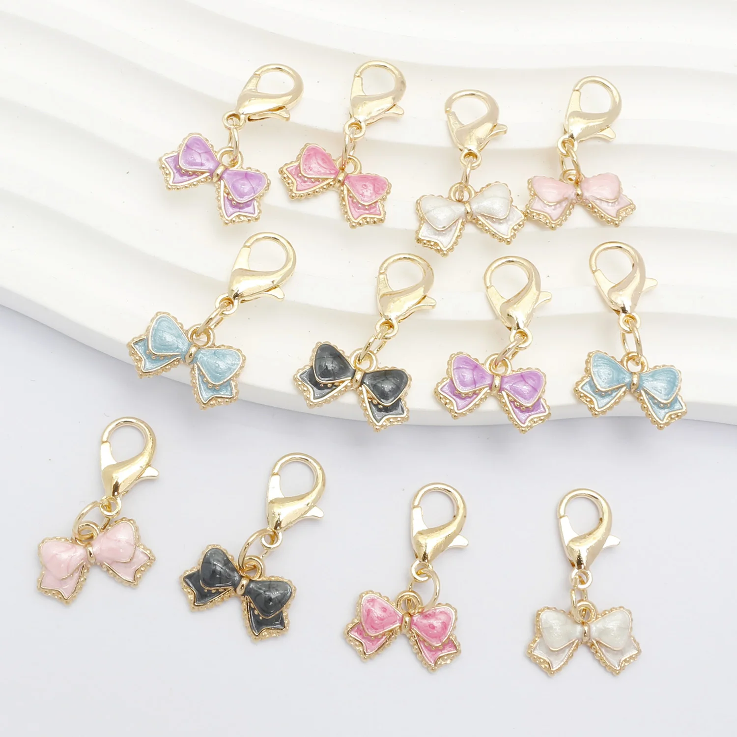 30pcs Alloy Droplet Oil Butterfly Knot Edged Collar Jewelry Pendant Necklace Earring Accessories Korean Style DIY Flower Trim