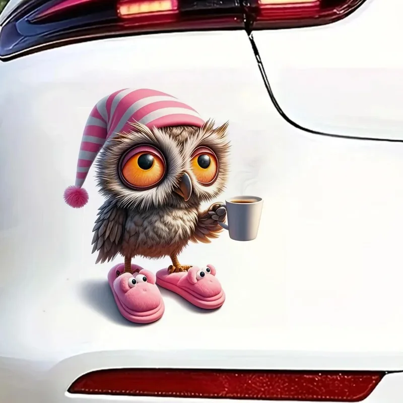 

Cute Owl Vinyl Decal with Coffee Design Car Sticker, Fun Waterproof Sticker for Cars, Trucks, Motorcycles, Walls, Windows