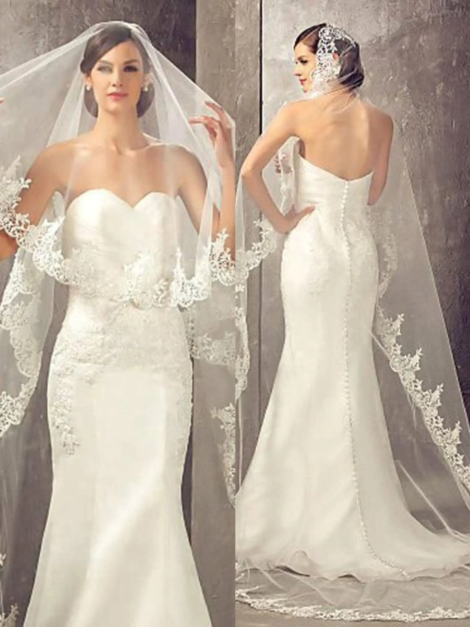

Elegant Bridal Wedding Lace Appliques Edge Bride Wraps Wedding Cathedral Length Wedding Veil Accessories