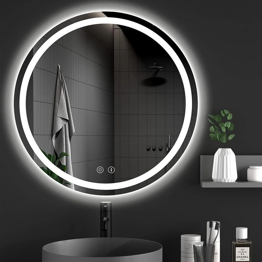 Wall-mounted Luxury furniture Round smart LED bathroom mirror anti-fog backlighting wall hanging Hair Salon hotel mirror