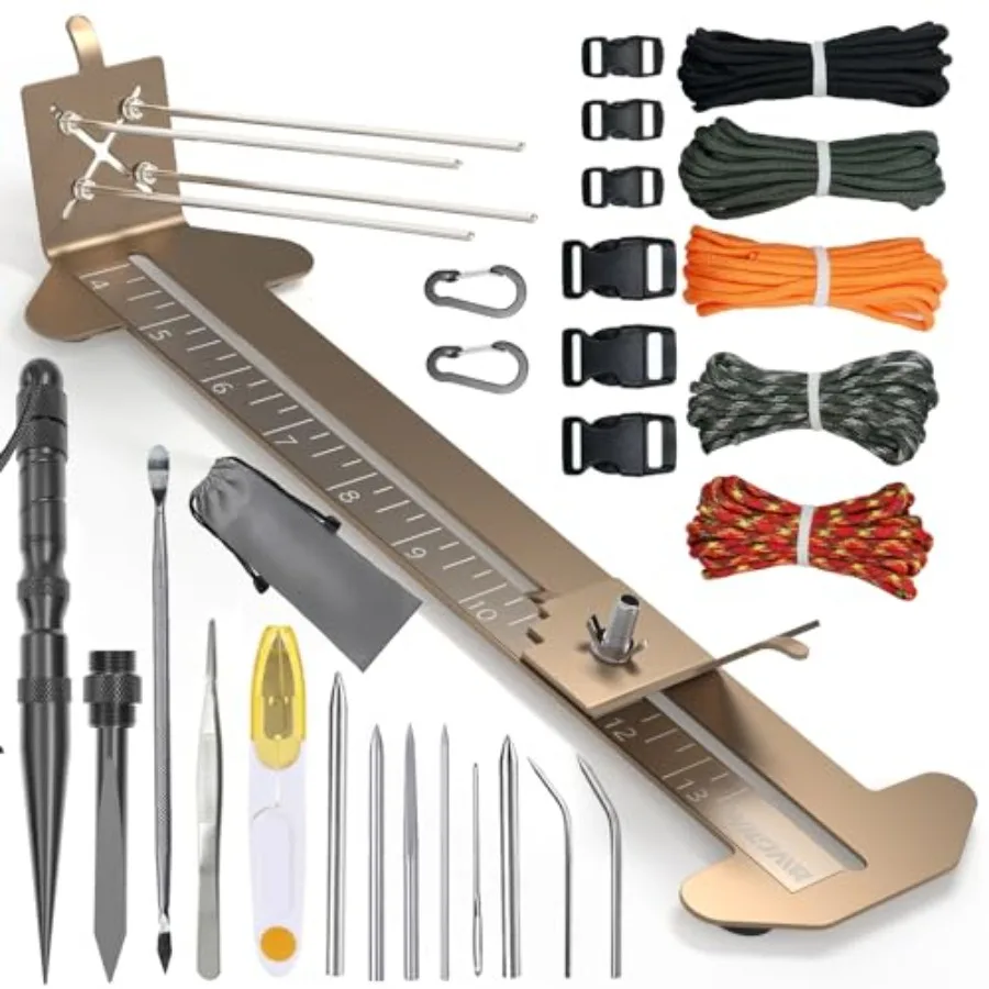 

Paracord Bracelet Jig Kit - Pro Tool Kit With Marlin Spike FID Set Adjustable Length Weaving DIY Craft Maker Tool Bracelet Make