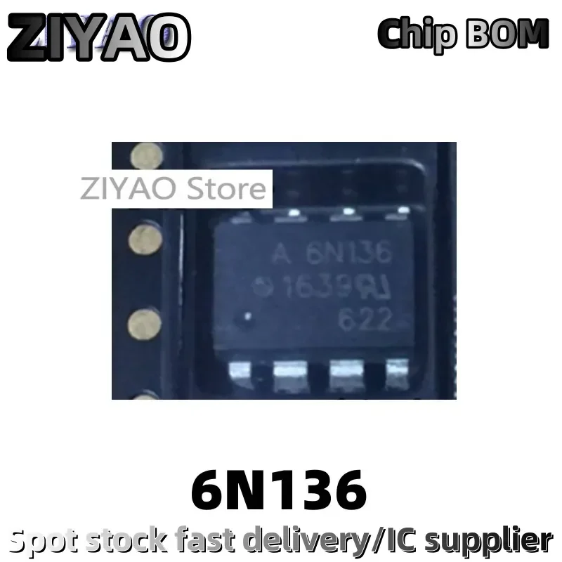 5PCS 6N136 SOP-8 HCPL-6N136 Optocoupler Isolator Chip A6N136