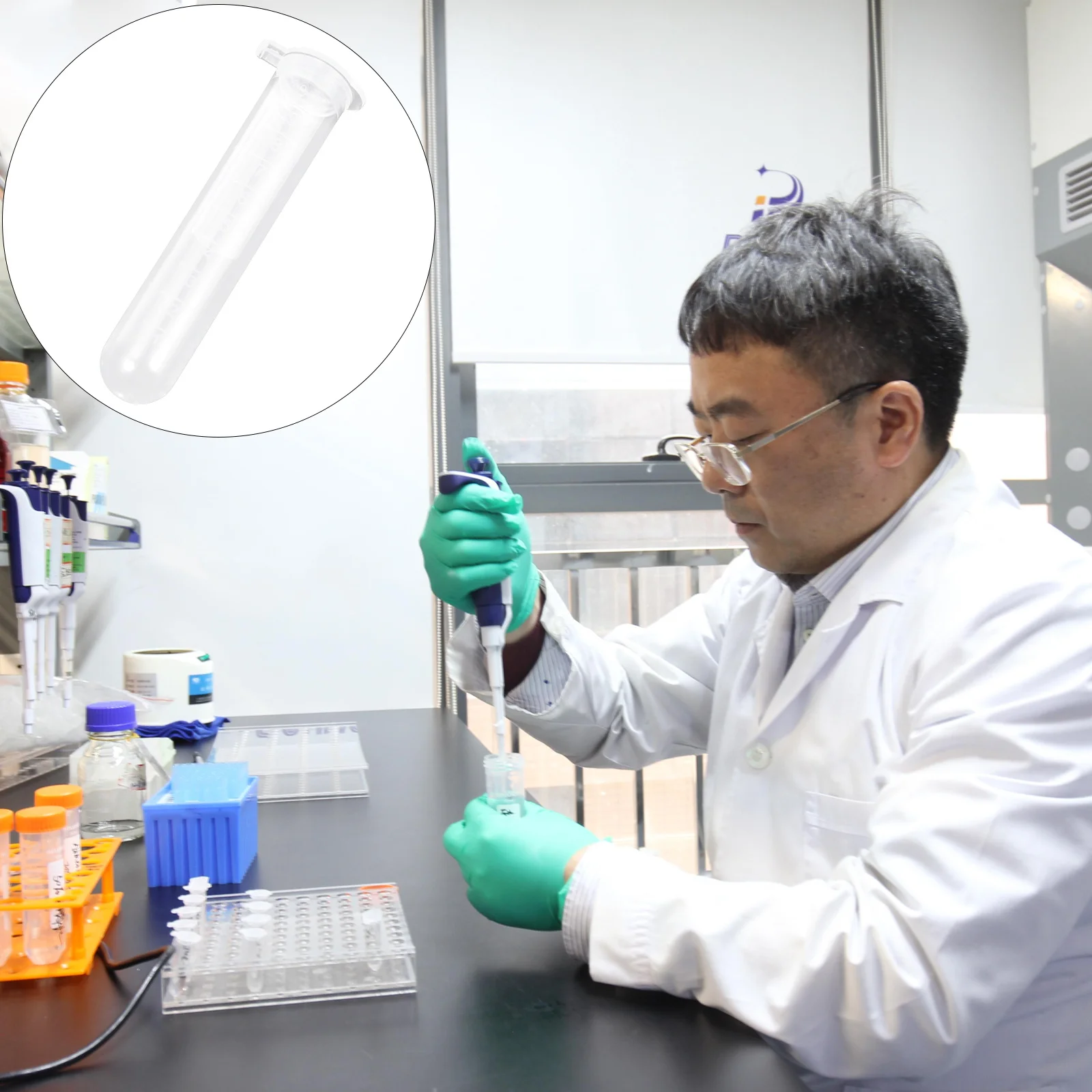 200Pcs Scientific Tubes Plastic Transparent 10ml Lab Test Tubes for Experiments with Seal Caps Tube