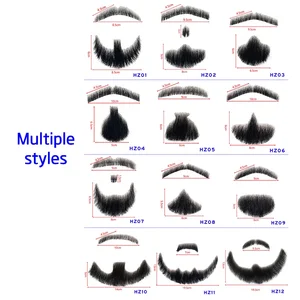 Realistischer kurzer schwarzer schwarzer Bart für Männer, 100% menschliches Haar, falscher Schnurrbart, handgefertigtes Gesichtsbehaarung, unsichtbarer Bart 10 Hauptverkaufsrealistischer Bart - №2