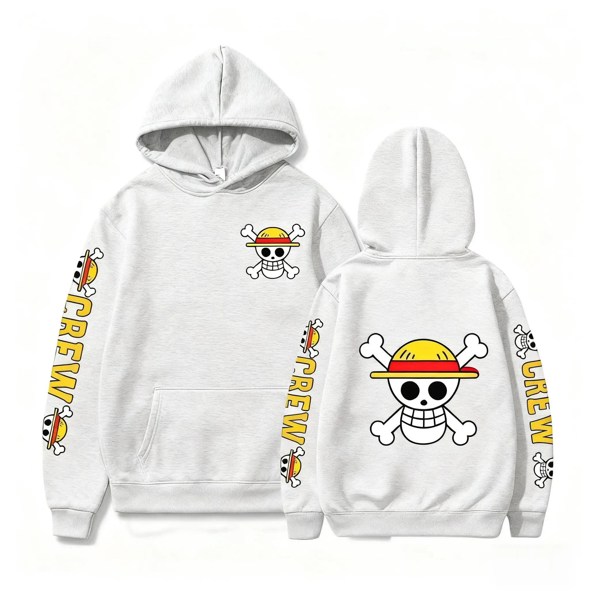 ワンピーススカルプリントパーカー男性女性 2026 冬ストリートスウェットシャツユニセックス特大カジュアルプルオーバーパーカージャケットファッション