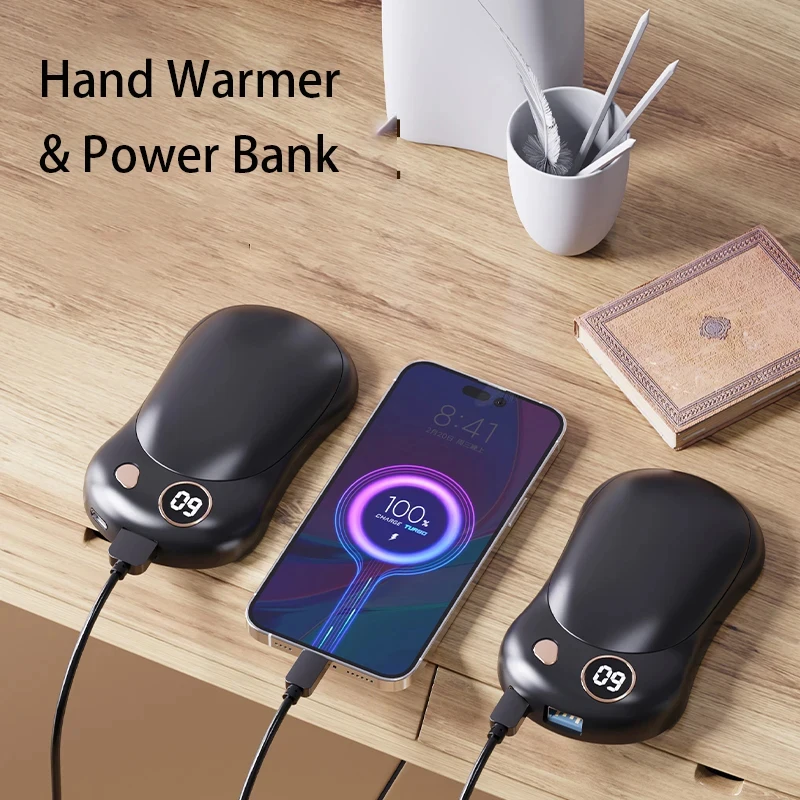 Xiaomi Hand Warmer 2-piece Set Double-sided Heating Long-lasting Heat Preservation Large Capacity Power Bank Hand Warmer 2 In 1