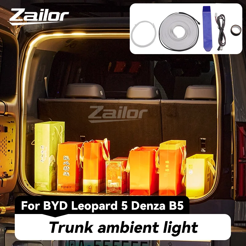 For BYD Leopard 5 Denza B5 Ambient Light Rear Trunk Tailgate Illumination Cargo Area Light Strip Interior Car Accessories