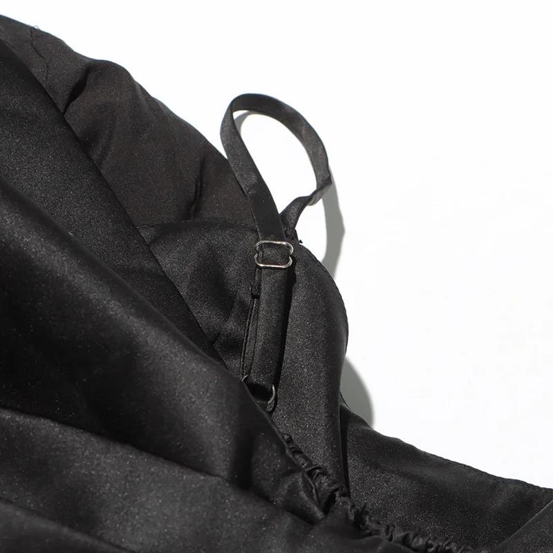 GetSpring النساء كاميس 2024 الخريف موضة كبيرة القوس تصميم عارية الذراعين حمالة أكمام الدبابات السوداء كل مباراة مثير بروتيل