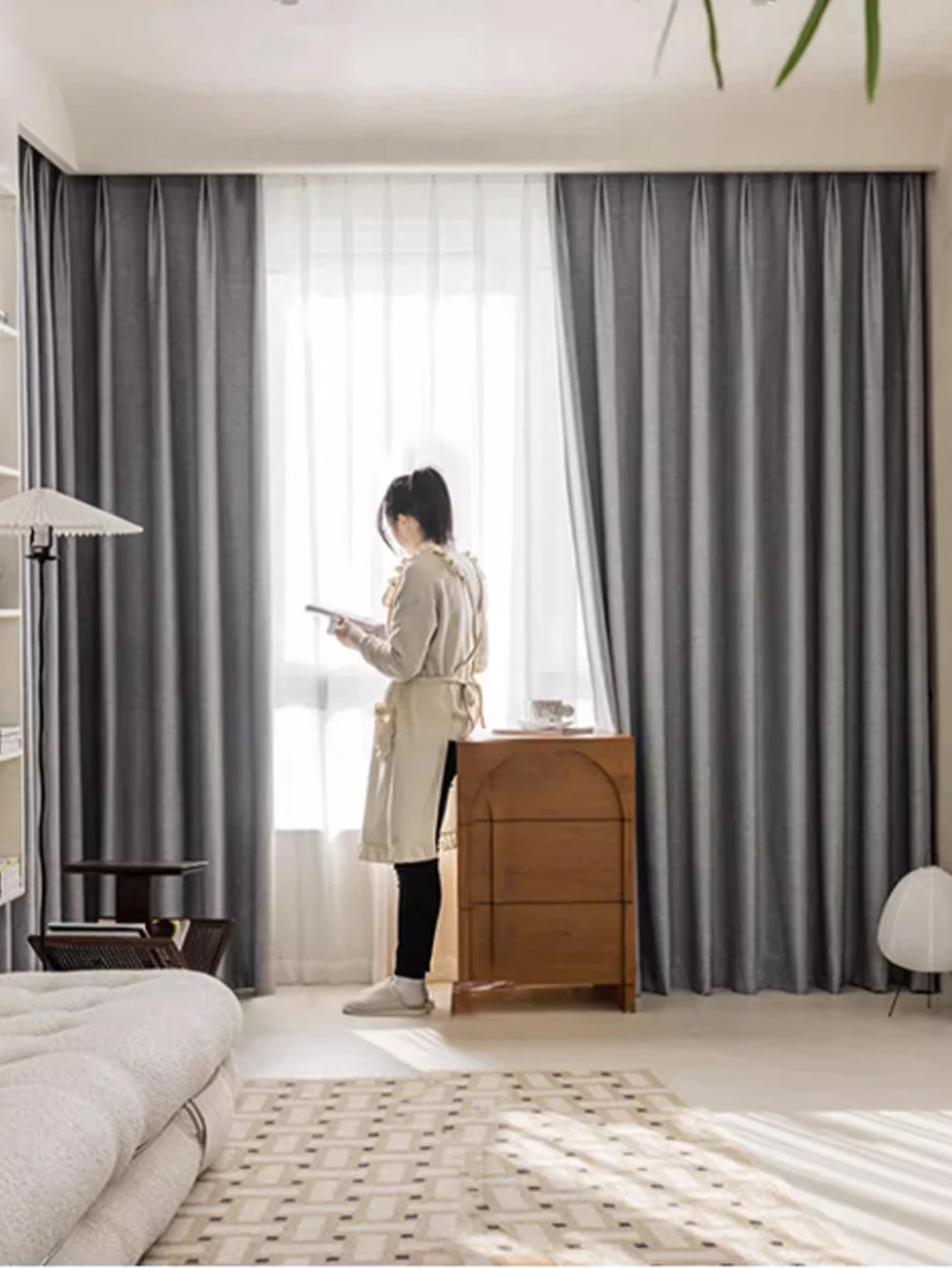 تعتيم كتان بوليستر 100% جاهز لون خالص لستائر نافذة المنزل في الفندق لغرفة المعيشة