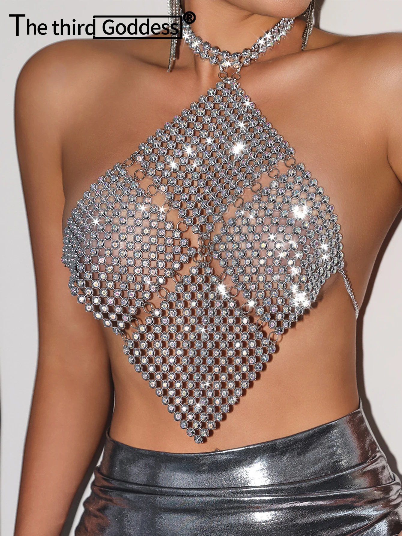 

Sexy y2k clothes rhinestone corset crop top women summer see through glitter club party halter tank top rave outfit cropped tops