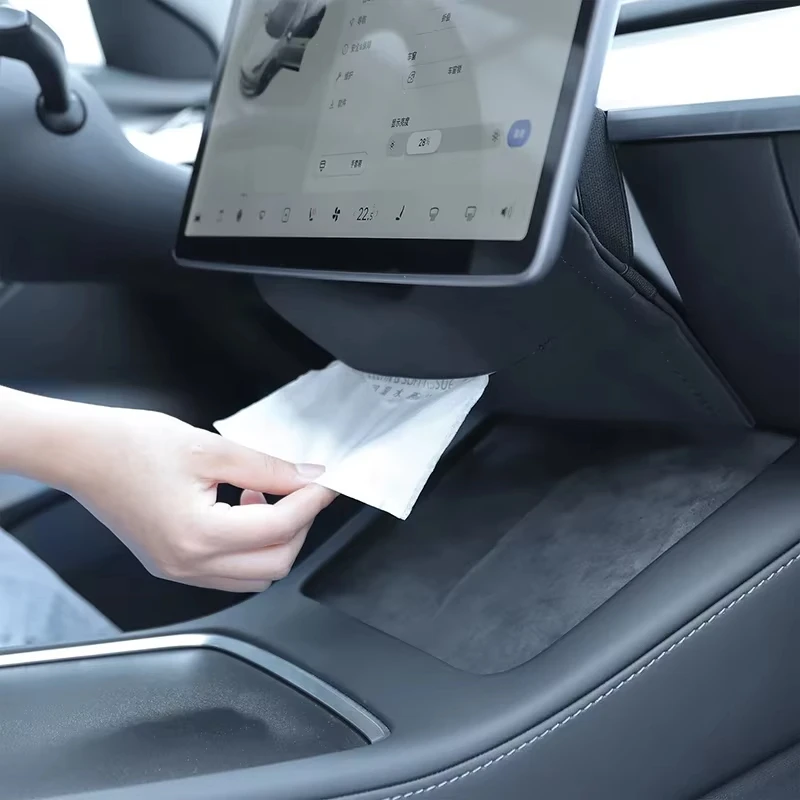 For Tesla Model 3/Y Car Hidden Tissue Holder Box Hanging Armrest Sun Visor Paper Napkin Bag Case Holder