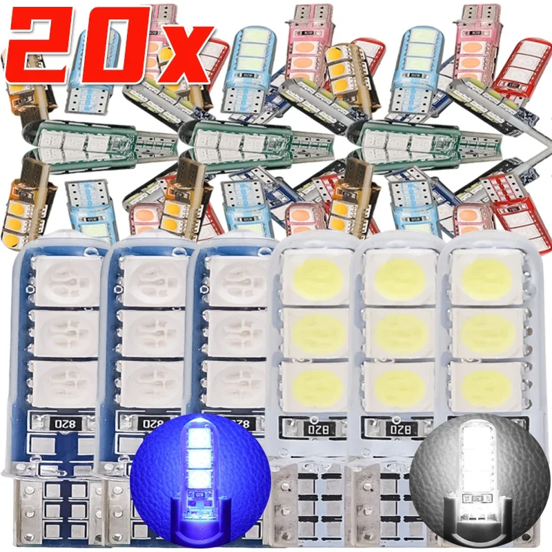 W5W T10 Width Indicator Light Trunk Light 5050 6SMD LED License Plate Lights Car LED Bulb High Temperature Resistant Silicone