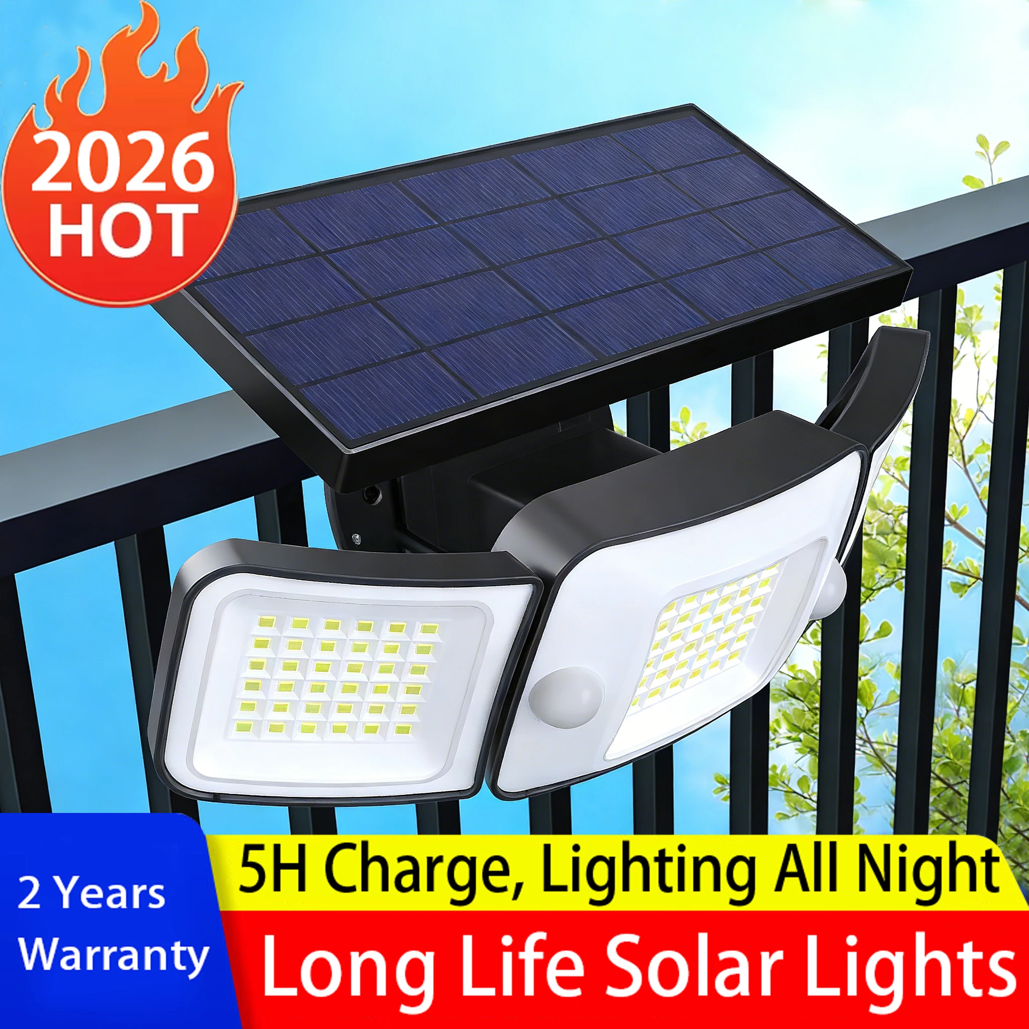 

Intelamp 108LED Solar Security Lights Outdoor Motion Sensor Waterproof 3 Modes Solar Flood Wall Light for Garden Yard Garage