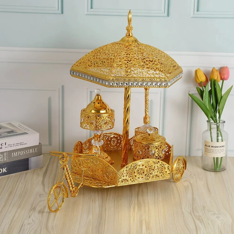 

New Home Furnishing Ornament Middle East Bicycle Incense Burner Tray Set Aromatherapy Burner