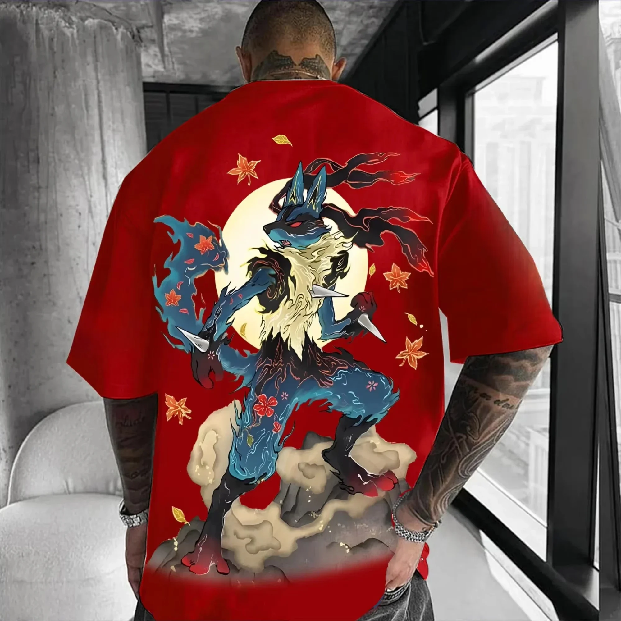 

Новая свободная футболка с героями мультфильмов «Покемон», лето 2026, мужской и женский модный топ с короткими рукавами для родителей и детей в американском стиле больших размеров